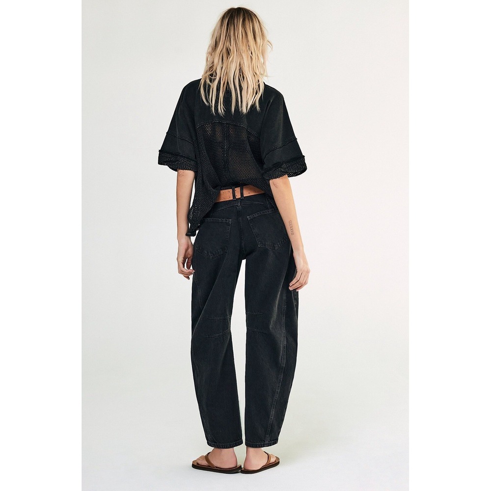 WE THE FREE Good Luck Mid-Rise Barrel Jeans 26 Black Oversized - Picture 2 of 14
